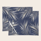 White Gold Palm Leaves on Navy Blue Placemat Gallery Image 1