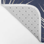 White Gold Palm Leaves on Navy Blue Bath Mat Gallery Image 2