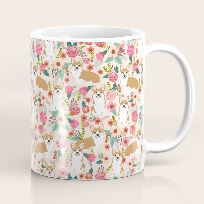 Corgi floral spring bloom flowers nature garden dog dog breeds corgis cute corgi puppies love  Coffee Mug Gallery Image 1