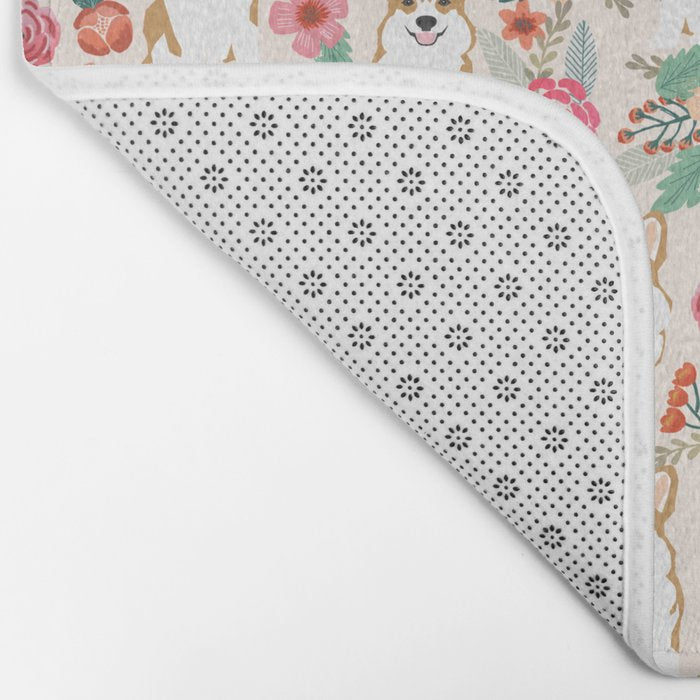 Corgi floral spring bloom flowers nature garden dog dog breeds corgis cute corgi puppies love  Bath Mat Gallery Image 2