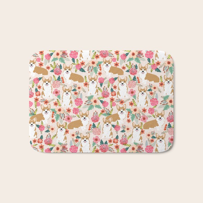 Corgi floral spring bloom flowers nature garden dog dog breeds corgis cute corgi puppies love  Bath Mat Gallery Image 1