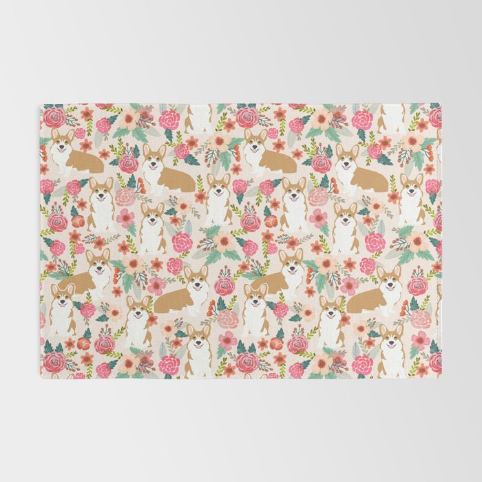 Corgi floral spring bloom flowers nature garden dog dog breeds corgis cute corgi puppies love  Rug Gallery Image 2