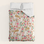 Corgi floral spring bloom flowers nature garden dog dog breeds corgis cute corgi puppies love  Comforter Gallery Image 6