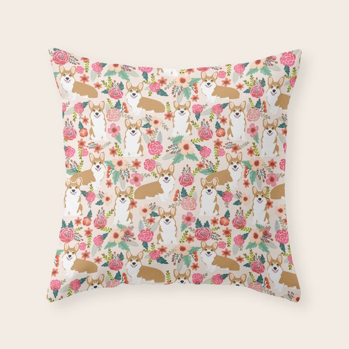 Corgi floral spring bloom flowers nature garden dog dog breeds corgis cute corgi puppies love  Throw Pillow Gallery Image 6