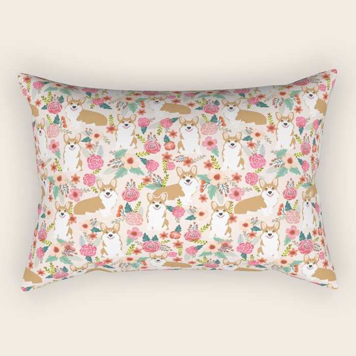 Corgi floral spring bloom flowers nature garden dog dog breeds corgis cute corgi puppies love  Rectangular Pillow Gallery Image 1