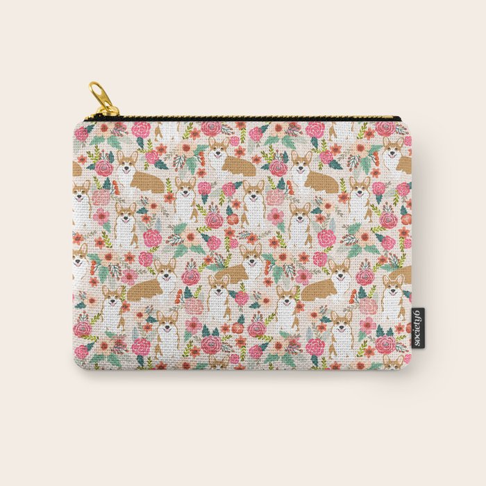 Corgi floral spring bloom flowers nature garden dog dog breeds corgis cute corgi puppies love  Carry All Pouch Gallery Image 1