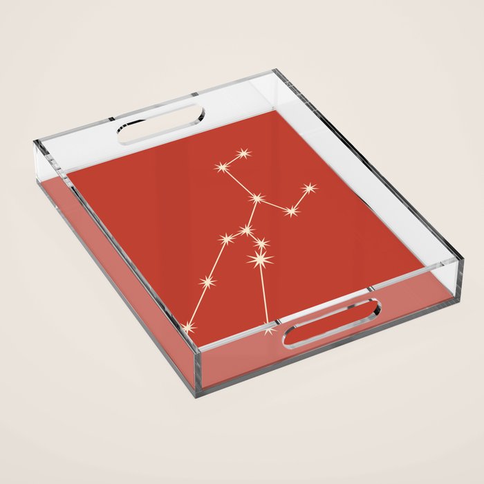 Taurus Zodiac Star Constellation Line Art Red Acrylic Tray Gallery Image 1
