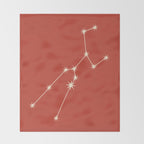 Taurus Zodiac Star Constellation Line Art Red Throw Blanket Gallery Image 2