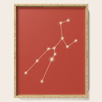 Taurus Zodiac Star Constellation Line Art Red Serving Tray Gallery Image 1