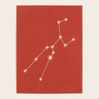 Taurus Zodiac Star Constellation Line Art Red Poster Gallery Image 4