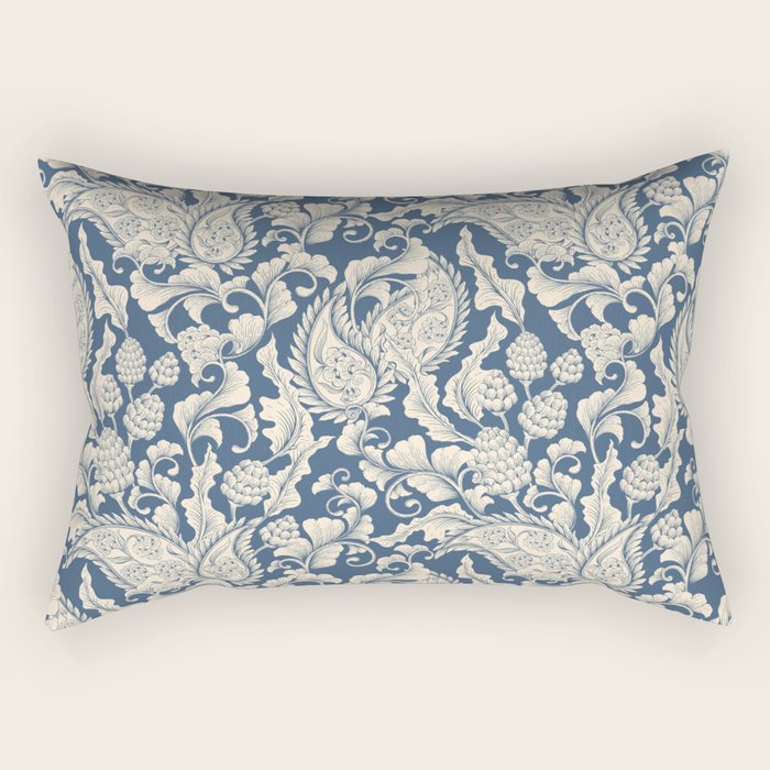 Vintage & Shabby Chic - William Morris Classic Blue Antique Floral Rectangular Pillow Gallery Image 2