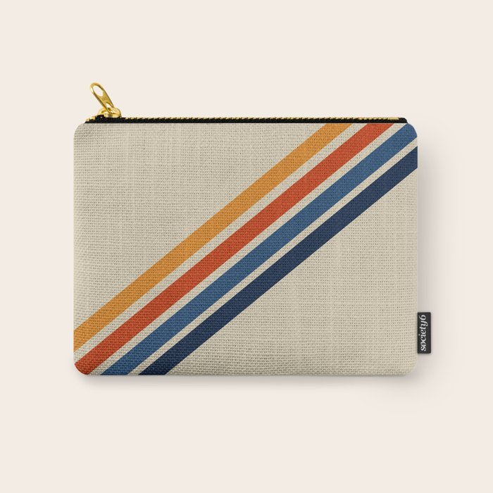 Rainbow 70s 60s Stripe Colorful Rainbow Tan Retro Vintage Carry All Pouch Gallery Image 1