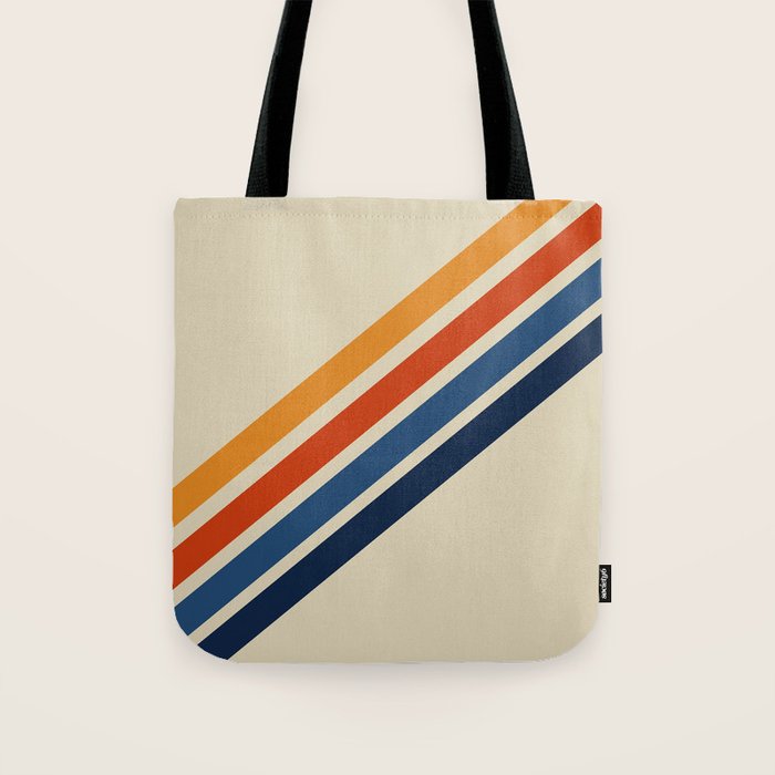 Rainbow 70s 60s Stripe Colorful Rainbow Tan Retro Vintage Tote Bag Gallery Image 1