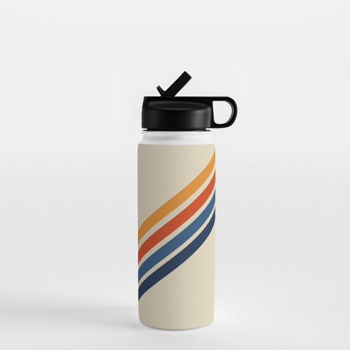 Rainbow 70s 60s Stripe Colorful Rainbow Tan Retro Vintage Water Bottle Gallery Image 1