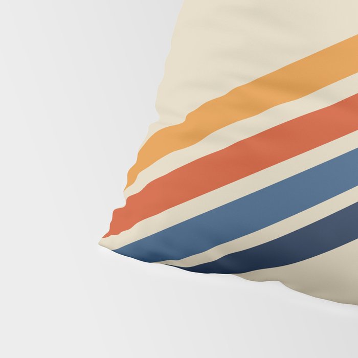 Rainbow 70s 60s Stripe Colorful Rainbow Tan Retro Vintage Pillow Sham Gallery Image 4