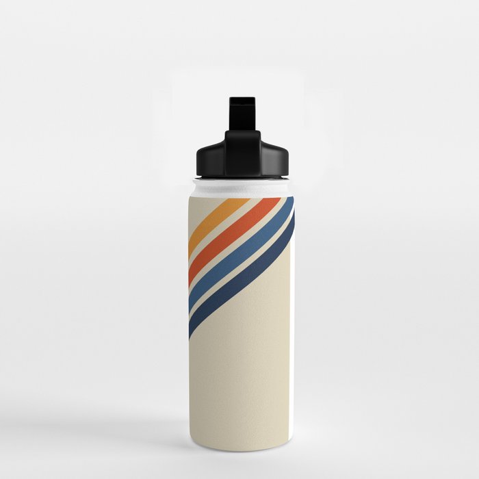 Rainbow 70s 60s Stripe Colorful Rainbow Tan Retro Vintage Water Bottle Gallery Image 2