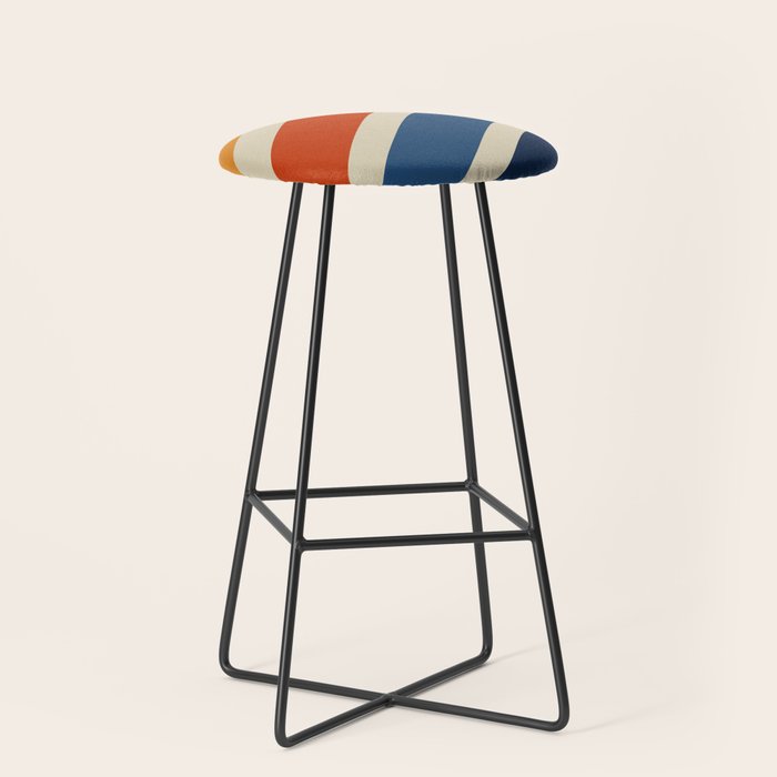 Rainbow 70s 60s Stripe Colorful Rainbow Tan Retro Vintage Stool Gallery Image 1
