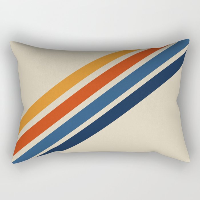 Rainbow 70s 60s Stripe Colorful Rainbow Tan Retro Vintage Rectangular Pillow Gallery Image 2