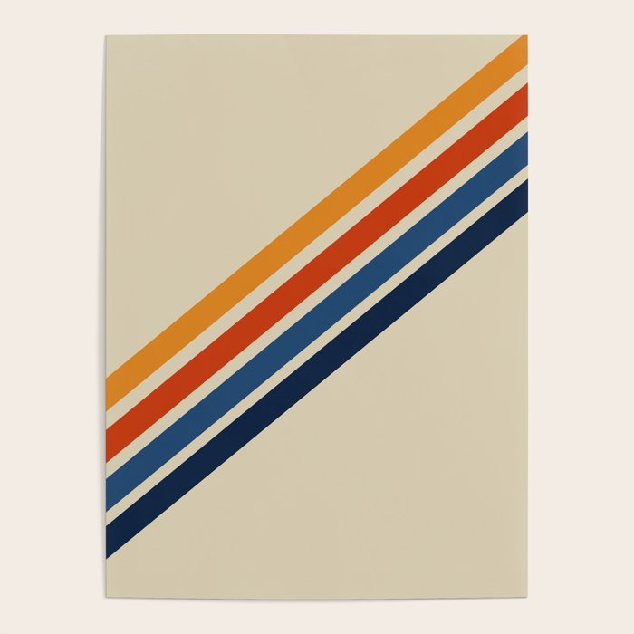 Rainbow 70s 60s Stripe Colorful Rainbow Tan Retro Vintage Poster Gallery Image 4