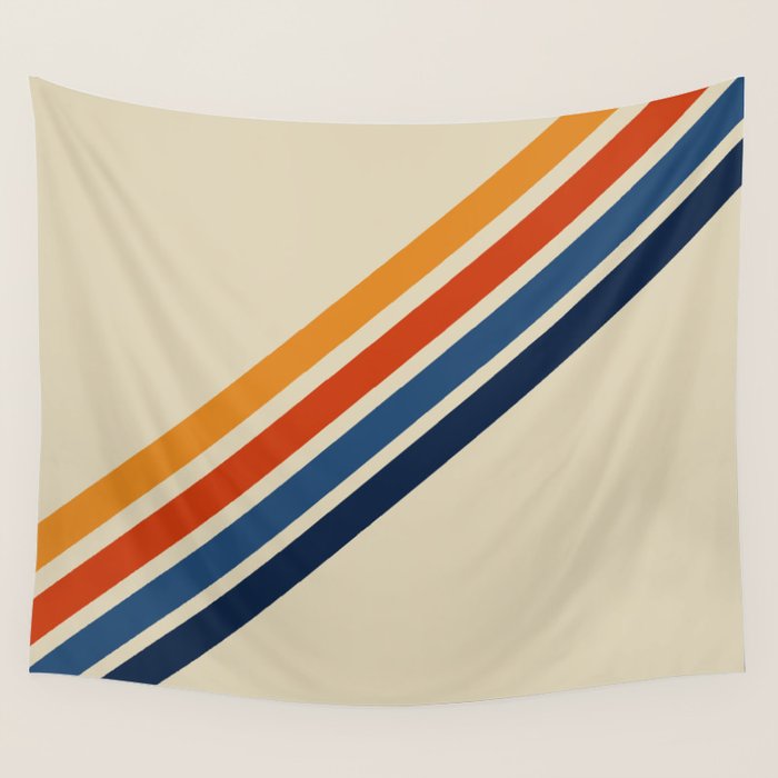 Rainbow 70s 60s Stripe Colorful Rainbow Tan Retro Vintage Wall Tapestry Gallery Image 4