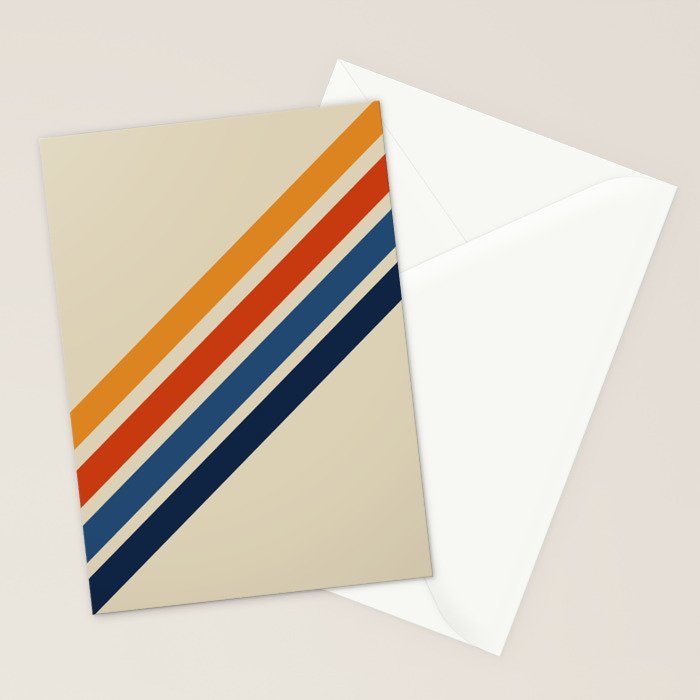 Rainbow 70s 60s Stripe Colorful Rainbow Tan Retro Vintage Stationery Card Gallery Image 2