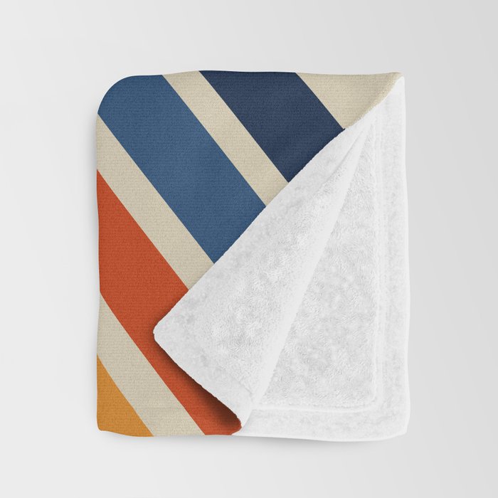 Rainbow 70s 60s Stripe Colorful Rainbow Tan Retro Vintage Throw Blanket Gallery Image 3