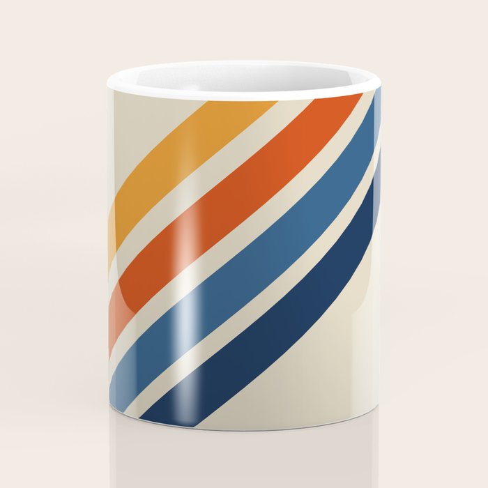 Rainbow 70s 60s Stripe Colorful Rainbow Tan Retro Vintage Coffee Mug Gallery Image 4