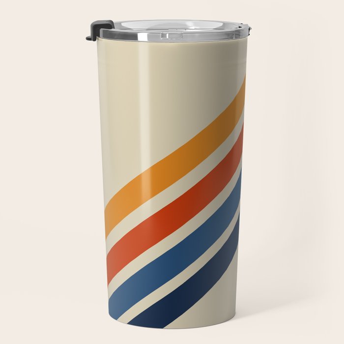 Rainbow 70s 60s Stripe Colorful Rainbow Tan Retro Vintage Travel Mug Gallery Image 3