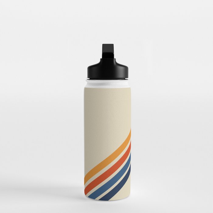 Rainbow 70s 60s Stripe Colorful Rainbow Tan Retro Vintage Water Bottle Gallery Image 3