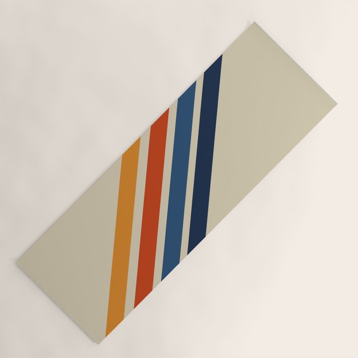Rainbow 70s 60s Stripe Colorful Rainbow Tan Retro Vintage Yoga Mat Gallery Image 1