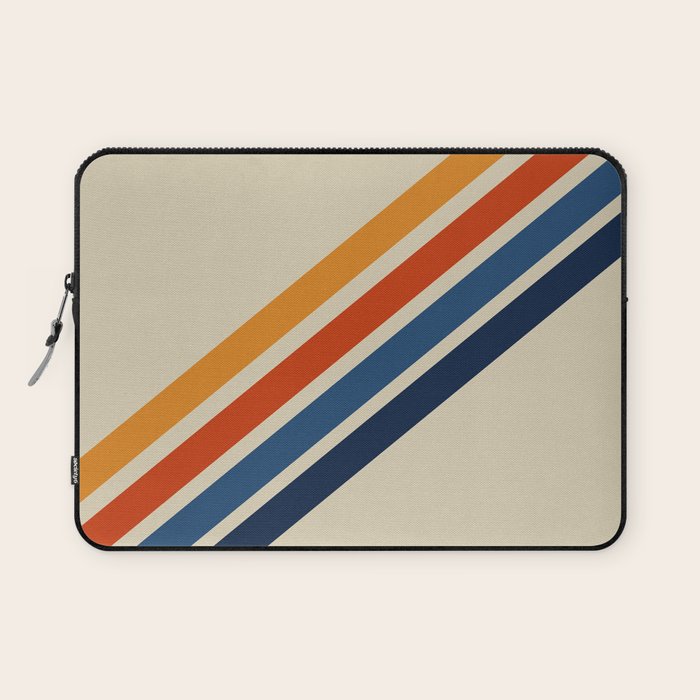 Rainbow 70s 60s Stripe Colorful Rainbow Tan Retro Vintage Laptop Sleeve Gallery Image 1