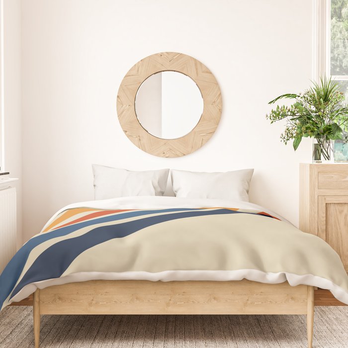 Rainbow 70s 60s Stripe Colorful Rainbow Tan Retro Vintage Duvet Cover Gallery Image 3