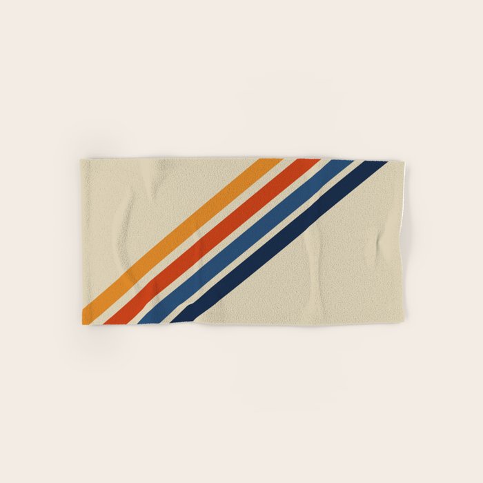 Rainbow 70s 60s Stripe Colorful Rainbow Tan Retro Vintage Bath Towel Gallery Image 1