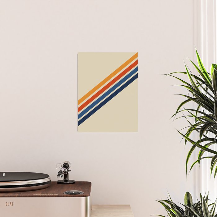 Rainbow 70s 60s Stripe Colorful Rainbow Tan Retro Vintage Poster Gallery Image 2