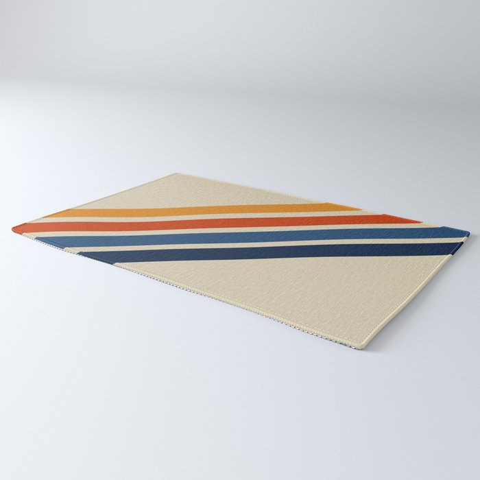Rainbow 70s 60s Stripe Colorful Rainbow Tan Retro Vintage Rug Gallery Image 3