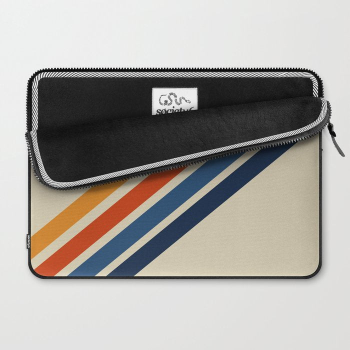 Rainbow 70s 60s Stripe Colorful Rainbow Tan Retro Vintage Laptop Sleeve Gallery Image 2