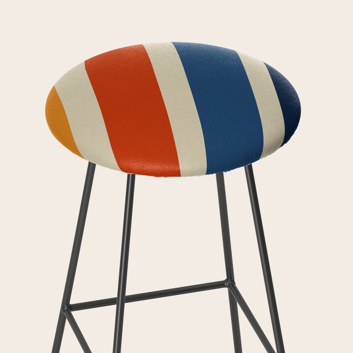 Rainbow 70s 60s Stripe Colorful Rainbow Tan Retro Vintage Stool Gallery Image 2