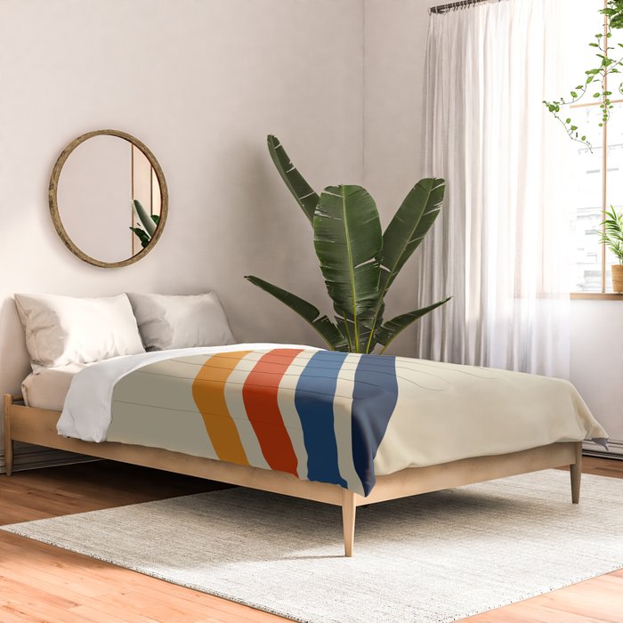 Rainbow 70s 60s Stripe Colorful Rainbow Tan Retro Vintage Comforter Gallery Image 2