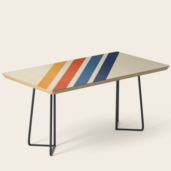 Rainbow 70s 60s Stripe Colorful Rainbow Tan Retro Vintage Coffee Table Gallery Image 1