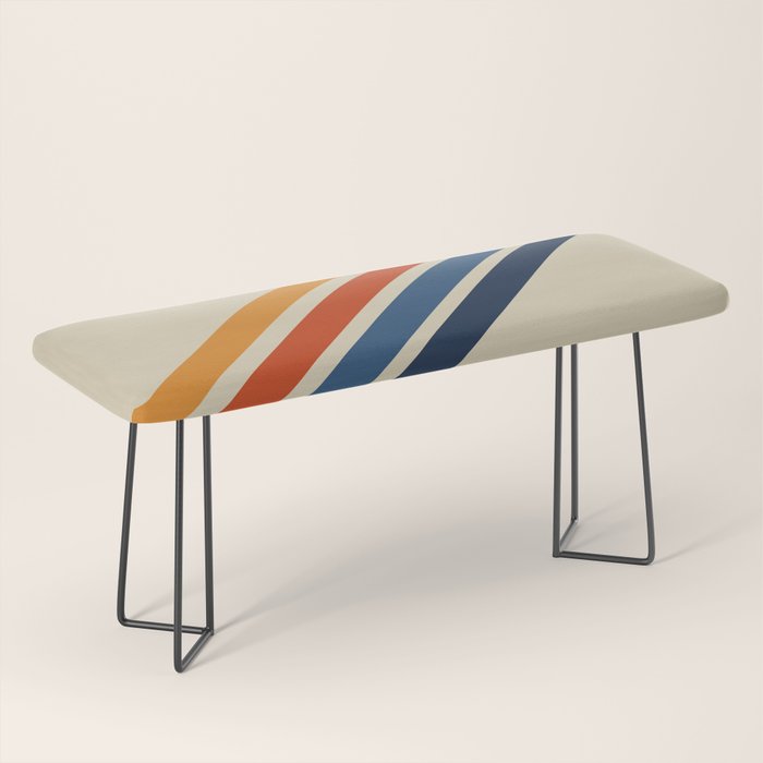 Rainbow 70s 60s Stripe Colorful Rainbow Tan Retro Vintage Bench Gallery Image 1