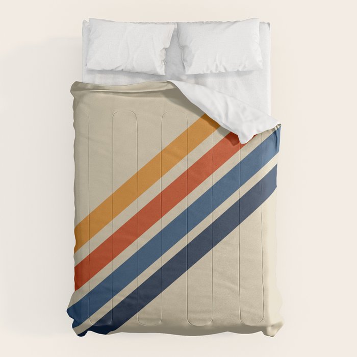 Rainbow 70s 60s Stripe Colorful Rainbow Tan Retro Vintage Comforter Gallery Image 6