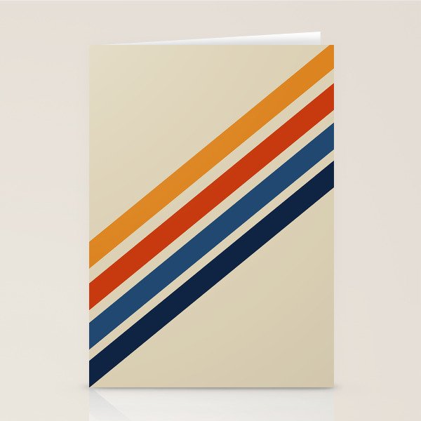 Rainbow 70s 60s Stripe Colorful Rainbow Tan Retro Vintage Stationery Card Gallery Image 2