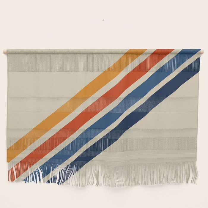 Rainbow 70s 60s Stripe Colorful Rainbow Tan Retro Vintage Wall Hanging Gallery Image 1