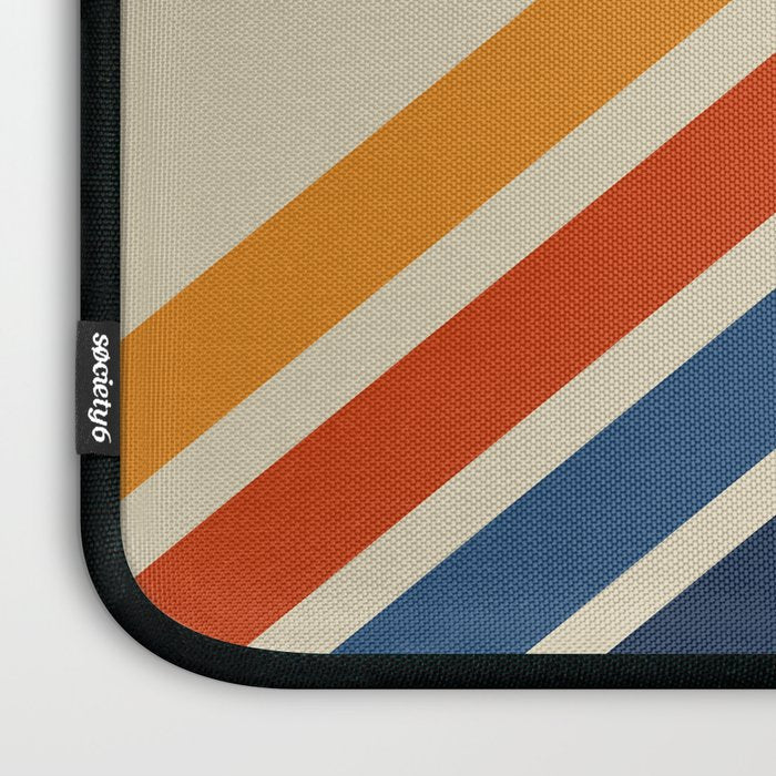 Rainbow 70s 60s Stripe Colorful Rainbow Tan Retro Vintage Laptop Sleeve Gallery Image 3