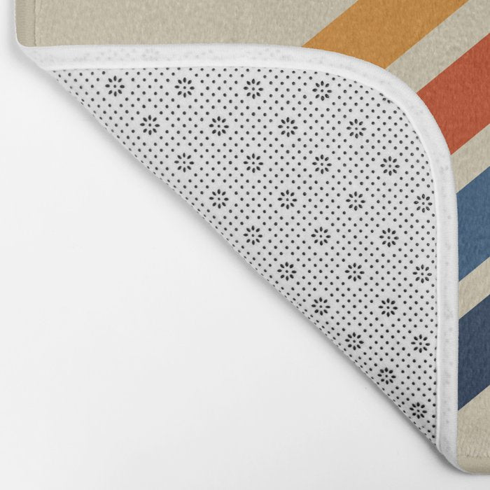 Rainbow 70s 60s Stripe Colorful Rainbow Tan Retro Vintage Bath Mat Gallery Image 2