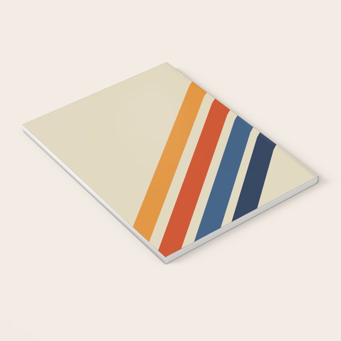 Rainbow 70s 60s Stripe Colorful Rainbow Tan Retro Vintage Notebook Gallery Image 3
