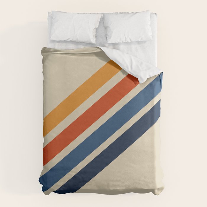 Rainbow 70s 60s Stripe Colorful Rainbow Tan Retro Vintage Duvet Cover Gallery Image 6