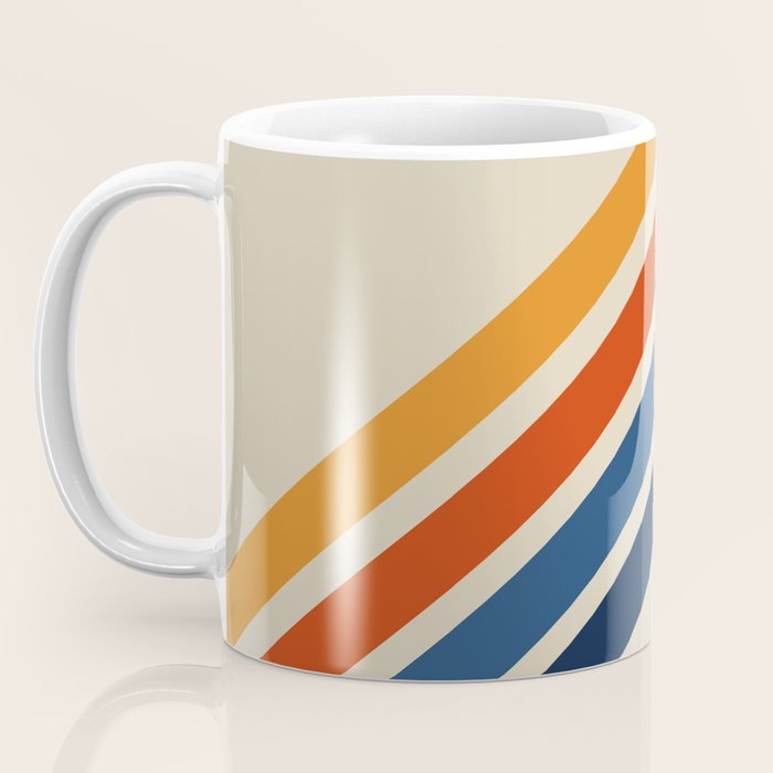 Rainbow 70s 60s Stripe Colorful Rainbow Tan Retro Vintage Coffee Mug Gallery Image 3