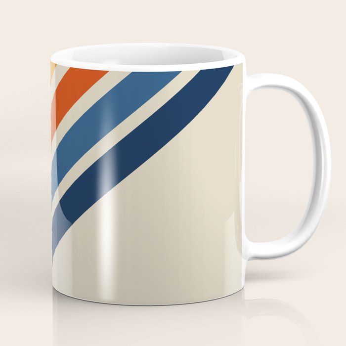 Rainbow 70s 60s Stripe Colorful Rainbow Tan Retro Vintage Coffee Mug Gallery Image 1