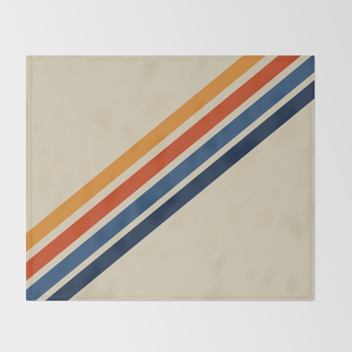 Rainbow 70s 60s Stripe Colorful Rainbow Tan Retro Vintage Throw Blanket Gallery Image 2